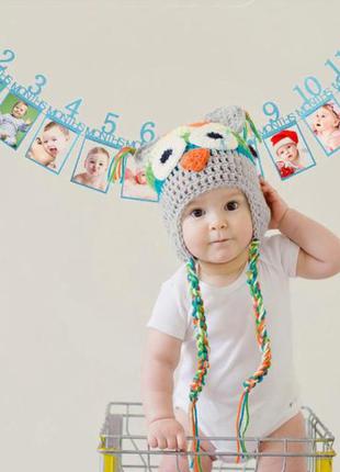 Розтяжка, банер, фотогирлянда для першого дня народження, 1 - 12 місяців дитині4 фото