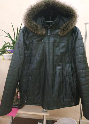 Куртка шкіра натуральна хутро пуховик  натуральный мех