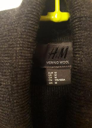 Серый шерстяной свитер кофта гольф под горло h&m шерсть мерино6 фото
