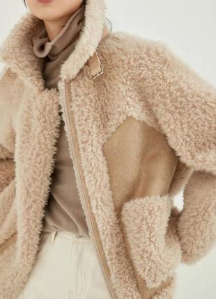 Дубленка бомбер пилот косуха шубка шерсть овчина тренд 2022 овечка5 фото