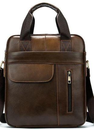 Вертикальна сумка чоловіча vintage 14787 світло-коричнева