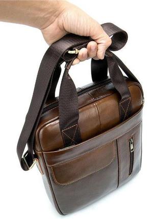 Вертикальная сумка мужская vintage 14787 светло-коричневая8 фото