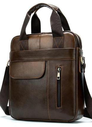 Вертикальная сумка мужская vintage 14787 светло-коричневая3 фото