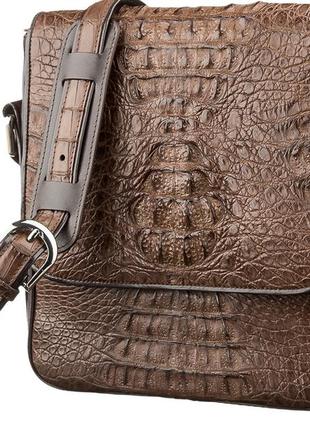 Сумка мужская crocodile leather 18262 из натуральной кожи крокодила коричневая1 фото