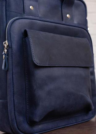 Стильная сумка под а4 вертикального формата в матовой коже 11170 shvigel, синяя9 фото