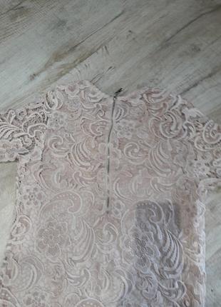 Новое очень красивое кружевное платье нежно- розового цвета р.44(s)-46(m) турция7 фото