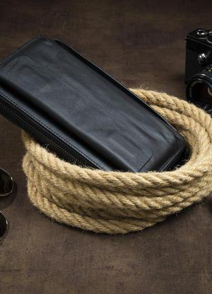 Мужской клатч-барсетка с ремешком на руку vintage 14654 черный3 фото
