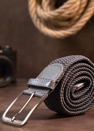 Текстильный ремень мужской классика vintage 20518 серый5 фото