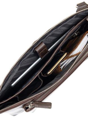 Кожаная мужская прямоугольная сумка для ноутбука grande pelle 11438 коричневый5 фото