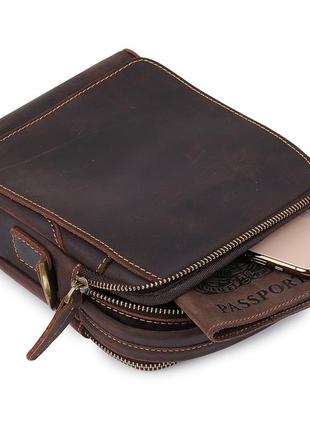 Кожаная мужская винтажная сумка vintage 20372 коричневый4 фото