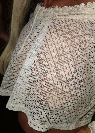 Винтажная ажурная кружевная блуза рукав фонарик топ кроп винтаж ретро в бохо стиле оверсайз3 фото