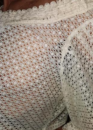 Винтажная ажурная кружевная блуза рукав фонарик топ кроп винтаж ретро в бохо стиле оверсайз4 фото