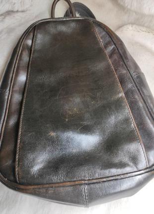 Коричневый кожаный компактный рюкзак 100 % натур. кожа9 фото