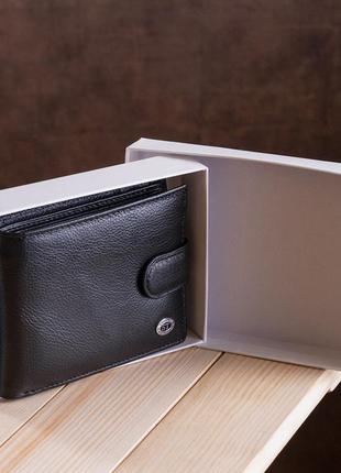 Мужской кошелек st leather 18309 (st113-1) с зажимом для денег черный10 фото