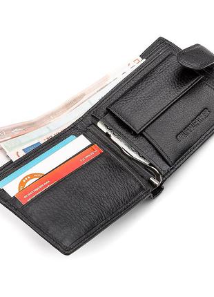 Мужской кошелек st leather 18309 (st113-1) с зажимом для денег черный4 фото