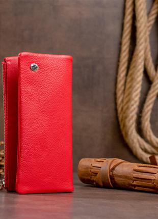Вертикальный кошелек на кнопке женский st leather 19202 красный5 фото