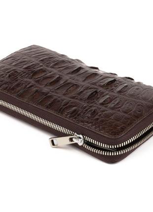Кошелек-клатч из натуральной кожи крокодила crocodile leather 18017 коричневый2 фото