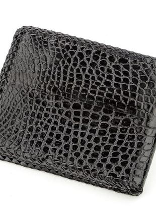 Бумажник мужской crocodile leather 18586 из натуральной кожи крокодила черный2 фото
