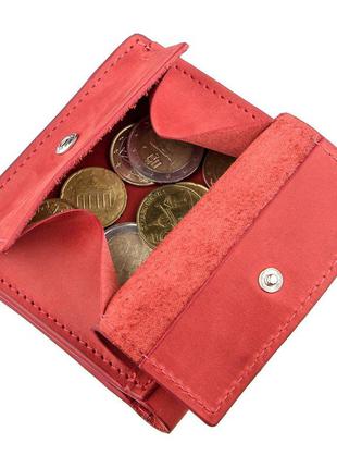 Яркое кожаное портмоне женское с накладной монетницей grande pelle 11224 красное5 фото