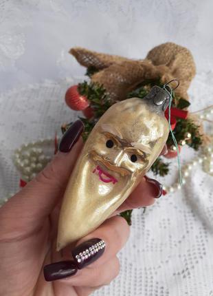 Месяц полумесяц елочная игрушка ссср советская золотая в эмали редкая винтаж новогодняя подвеска3 фото