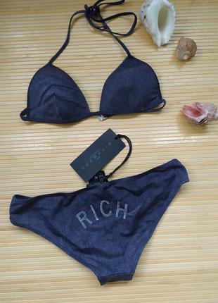 Купальник халтер імітація джинса rich john richmond італія зі стразами