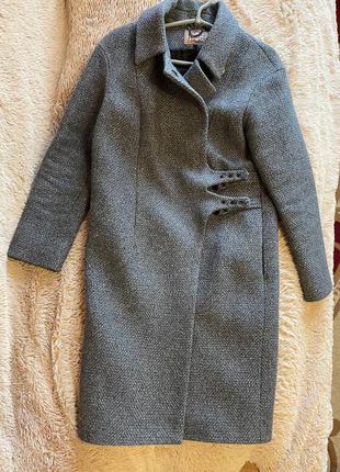Пальто ricco сіре з люрексом4 фото