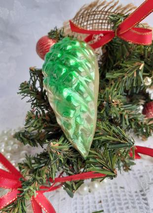 🎄🌜півмісяць зелений🌛 ☃️ новорічна скляна радянська іграшка в емалях срср вінтаж рідкісна ялинкова5 фото