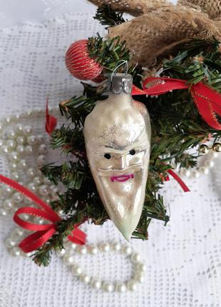🎄🌜півмісяць зелений🌛 ☃️ новорічна скляна радянська іграшка в емалях срср вінтаж рідкісна ялинкова4 фото