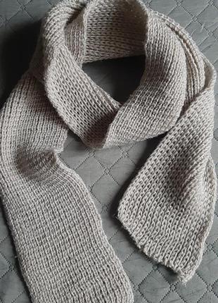 Вязаный шарф блестящий новогодний серебряный зимний теплый1 фото