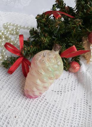 🎄❄шишка ☃️🎄ялинкова іграшка срср лите скло у холодній емалі новорічна радянська підвіска вінтаж
