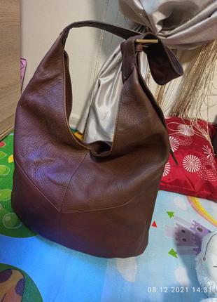 Кожаная женская сумка  с большой ручкой m&s collection