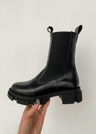 Зимние кожаные ботинки челси
