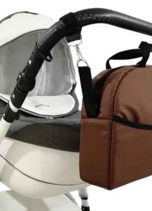 Сумка органайзер z&d удобная универсальная коричневый цвет с крючками на коляску (zdrowe dziecko, польша) к