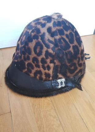 Натуральная шапка леопардовая3 фото