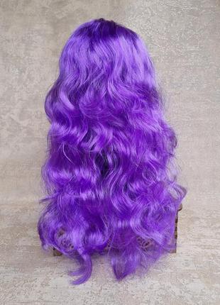 Парик фиолетовый длинный волнистый кучерявый карнавал аниме парик для образа новый год1 фото