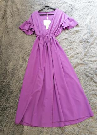 ⛔ сукню красивое платье миди на запах из лёгкой струящейся ткани софт рукавчик волан утяжка идёт не