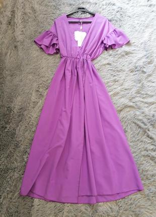 ⛔ сукню красивое платье миди на запах из лёгкой струящейся ткани софт рукавчик волан утяжка идёт не 2