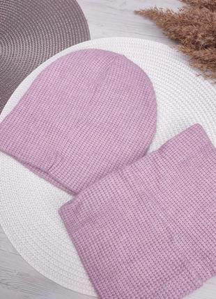 Шапочка на флисовой подкладке шапка для девочек светло-сиреневого цвета2 фото