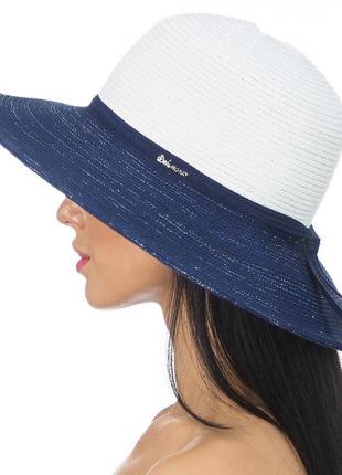 Двоколірна капелюх del mare - 150-02.05 білий+синій