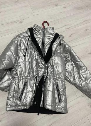 Серебристая куртка курточка серый металлик xs -размер