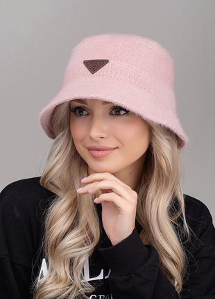 Женская панама из ангоры "прада" - пудра