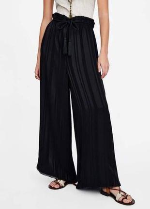 Zara широкі штани з віскозного жаккарда м