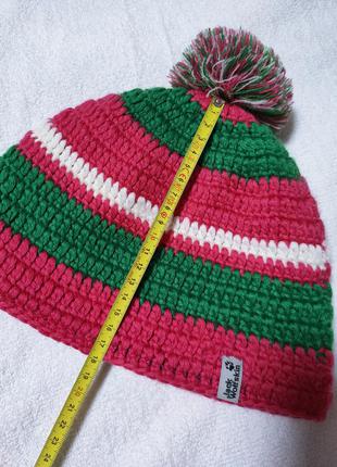 Вязаная шапка в полоску с помпоном для туризма unisex crochet cap jack wolfskin8 фото