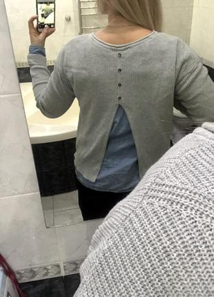 Esprit , трикотажний пуловер з джинсової сорочкою4 фото