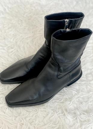 Кожаные ботинки новой коллекции zara, чёрного цвета8 фото