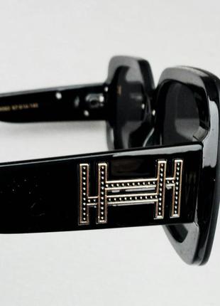 Hermes стильные женские солнцезащитные очки чёрные8 фото