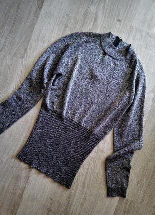 Вечерний  нарядный блестящий люрексовый- реглан свитер-джемпер-водолазка3 фото