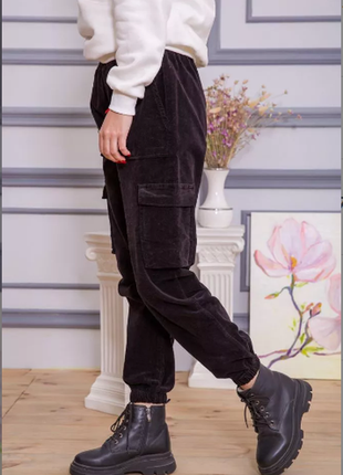 Штани жіночі велюрові колір чорний2 фото