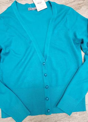 Стильный кардиган knit de zeroo шикарного изумрудно-бирюзового цвета.3 фото