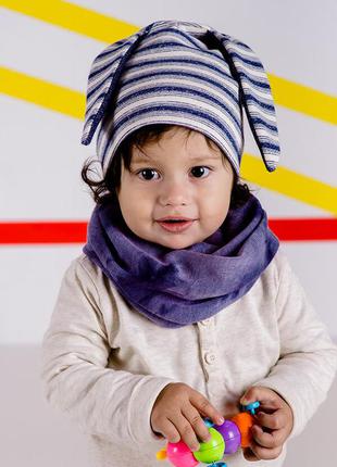 Комплект шапочка с ушами и снуд для мальчика "хосе" - 17.02.036 синий